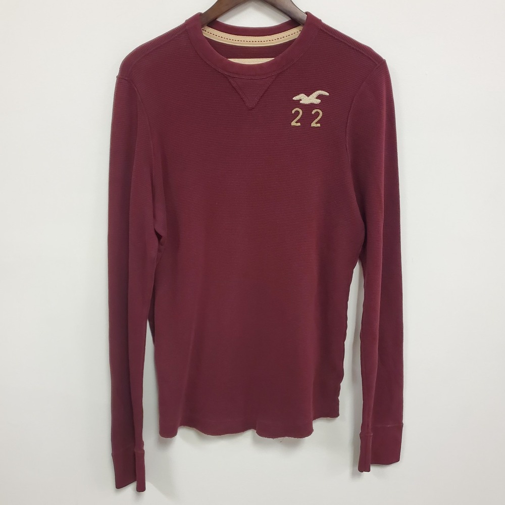 Hollister‎ Mens Y2K Long Sleeve Waffle Knit Preppy Thermal Shirt Size M Layers
